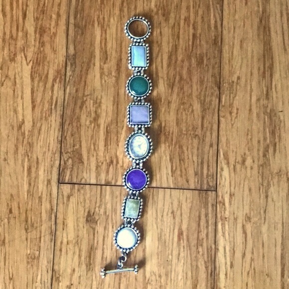 NIB Kristine Quartz Watch Multi Stone Toggle Bracelet main image 8